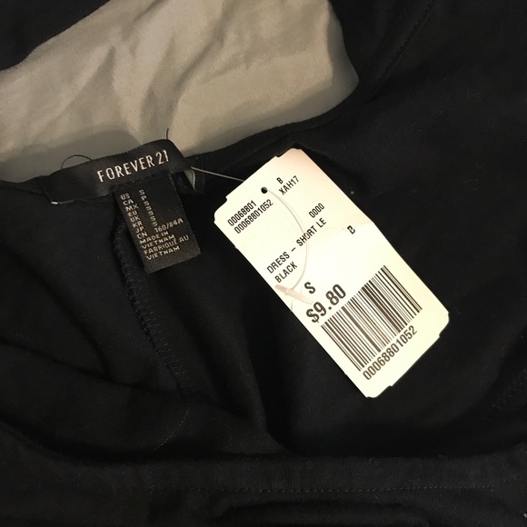 F21 Black Cross Back Cotton Mini Dress - Picture 7 of 7